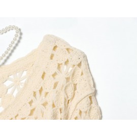 Women Clothing Popular All Match Casual Crochet Hollow Out Cutout Sweater