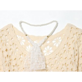 Women Clothing Popular All Match Casual Crochet Hollow Out Cutout Sweater