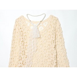 Women Clothing Popular All Match Casual Crochet Hollow Out Cutout Sweater