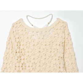 Women Clothing Popular All Match Casual Crochet Hollow Out Cutout Sweater