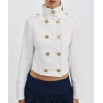 Women Clothing Fashionable All-Match Elegant Gold Plated Breasted Double Breasted Coat Trendy