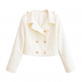 Women Clothing Fashionable All-Match Elegant Gold Plated Breasted Double Breasted Coat Trendy