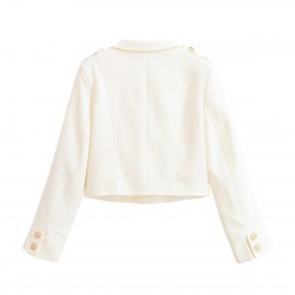 Women Clothing Fashionable All-Match Elegant Gold Plated Breasted Double Breasted Coat Trendy