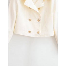 Women Clothing Fashionable All-Match Elegant Gold Plated Breasted Double Breasted Coat Trendy