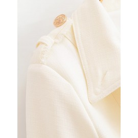Women Clothing Fashionable All-Match Elegant Gold Plated Breasted Double Breasted Coat Trendy