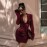 Women Clothing Autumn Winter Sexy Deep V Plunge neck Buttons Solid Color Blazers Sheath Dress