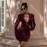 Women Clothing Autumn Winter Sexy Deep V Plunge neck Buttons Solid Color Blazers Sheath Dress
