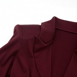 Women Clothing Autumn Winter Sexy Deep V Plunge neck Buttons Solid Color Blazers Sheath Dress
