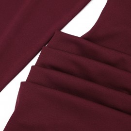 Women Clothing Autumn Winter Sexy Deep V Plunge neck Buttons Solid Color Blazers Sheath Dress
