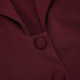 Women Clothing Autumn Winter Sexy Deep V Plunge neck Buttons Solid Color Blazers Sheath Dress