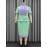 Tailored Collar Color Matching Short Sleeved One Step Dress Ruffled Slim Fit Sheath Office Dress