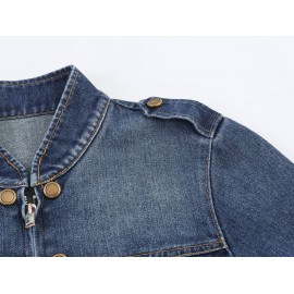 Women Clothing Top Denim Strap Breasted Jacket