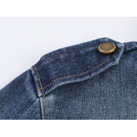 Women Clothing Top Denim Strap Breasted Jacket