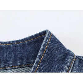 Women Clothing Top Denim Strap Breasted Jacket