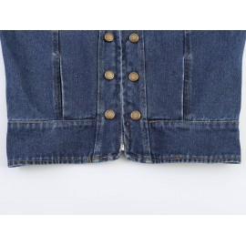 Women Clothing Top Denim Strap Breasted Jacket