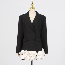Classic High Grade Blazers Dress Spring Patchwork Three Dimensional Floral Design Short Dress Women