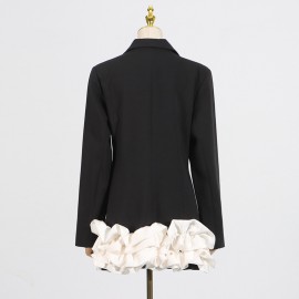Classic High Grade Blazers Dress Spring Patchwork Three Dimensional Floral Design Short Dress Women