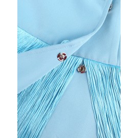 Design Double Breasted Waist Slim Fit Tassel Office Party Short Dress