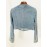 Round Neck Lion Buckle Ultra Short Wash Denim Jacket Coat