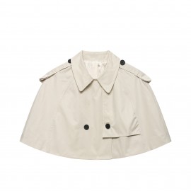 Women Clothing Summer Vintage Single Breasted Loose All Matching Collared Cape Short Coat