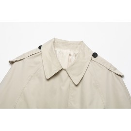Women Clothing Summer Vintage Single Breasted Loose All Matching Collared Cape Short Coat