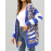 Women Clothes Mid Length Leopard Print Striped Sweater Coat Autumn Winter Series Knitted Cardigan Women