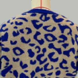 Women Clothes Mid Length Leopard Print Striped Sweater Coat Autumn Winter Series Knitted Cardigan Women