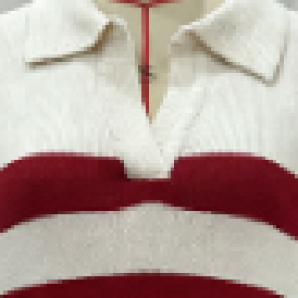 Autumn Winter Sweater Women Long Sleeve Polo Collar Sweater Loose Striped Contrast Color Knitted Top Women