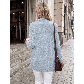 Autumn Winter Casual Pocket Long Sleeve Bottoming Cardigan Knitwear Top