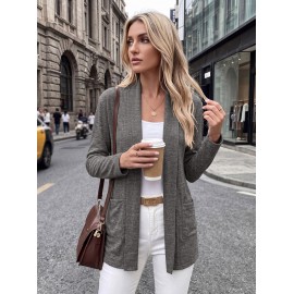 Autumn Winter Casual Pocket Long Sleeve Bottoming Cardigan Knitwear Top