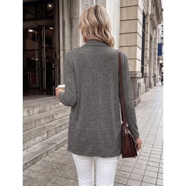Autumn Winter Casual Pocket Long Sleeve Bottoming Cardigan Knitwear Top