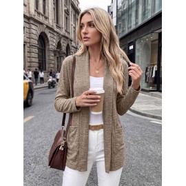 Autumn Winter Casual Pocket Long Sleeve Bottoming Cardigan Knitwear Top