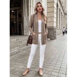 Autumn Winter Casual Pocket Long Sleeve Bottoming Cardigan Knitwear Top