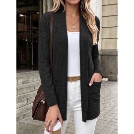 Autumn Winter Casual Pocket Long Sleeve Bottoming Cardigan Knitwear Top