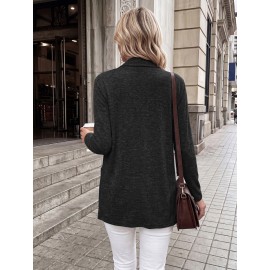 Autumn Winter Casual Pocket Long Sleeve Bottoming Cardigan Knitwear Top