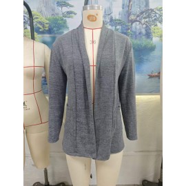 Autumn Winter Casual Pocket Long Sleeve Bottoming Cardigan Knitwear Top