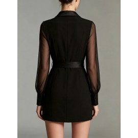Spring Autumn Women Clothing Workplace Adult Lady like Woman Sexy Collared Tied Slim Fit Business Blazers Dress Women