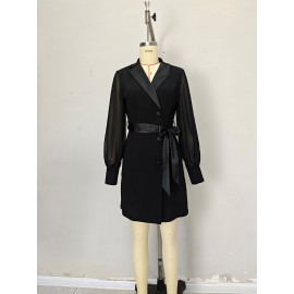 Spring Autumn Women Clothing Workplace Adult Lady like Woman Sexy Collared Tied Slim Fit Business Blazers Dress Women