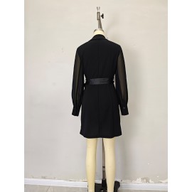 Spring Autumn Women Clothing Workplace Adult Lady like Woman Sexy Collared Tied Slim Fit Business Blazers Dress Women