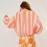 Women Clothing Stand Collar Long Sleeve Striped Bomber Jacket