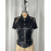 Slim Corset Gothic Punk Lace Stitching Cuff Faux Leather Jacket Button Shirt