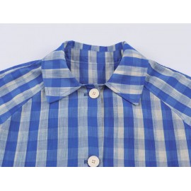 Office Polo Collar Stripes Trench Coat Women Blue Intellectual Elegant Design