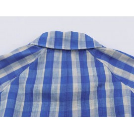 Office Polo Collar Stripes Trench Coat Women Blue Intellectual Elegant Design