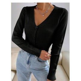 Fashionable Knitted Cardigan Women Spring Autumn round Neck Slim Short Solid Color Sweater Coat