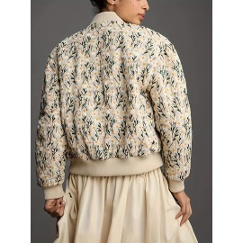 Autumn Winter Floral All Matching Casual Short Jacket Cotton Coat Jacket