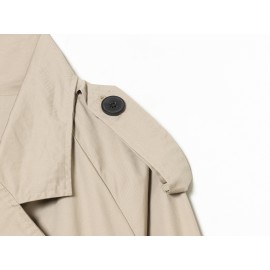 Summer Women Clothes Office Belt Collared Long Sleeve Short Trench Coat