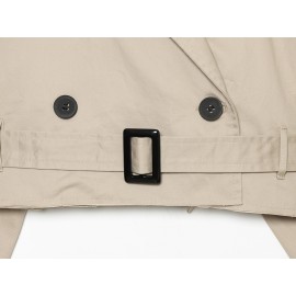 Summer Women Clothes Office Belt Collared Long Sleeve Short Trench Coat