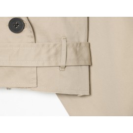 Summer Women Clothes Office Belt Collared Long Sleeve Short Trench Coat