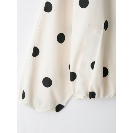 Women Long Sleeve Stand Collar Polka Dot All Match Bomber Jacket Short Coat