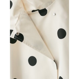 Women Long Sleeve Stand Collar Polka Dot All Match Bomber Jacket Short Coat
